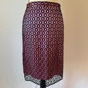 Milly of New York Lace Silk Pencil Skirt Pink/Black – Size 4